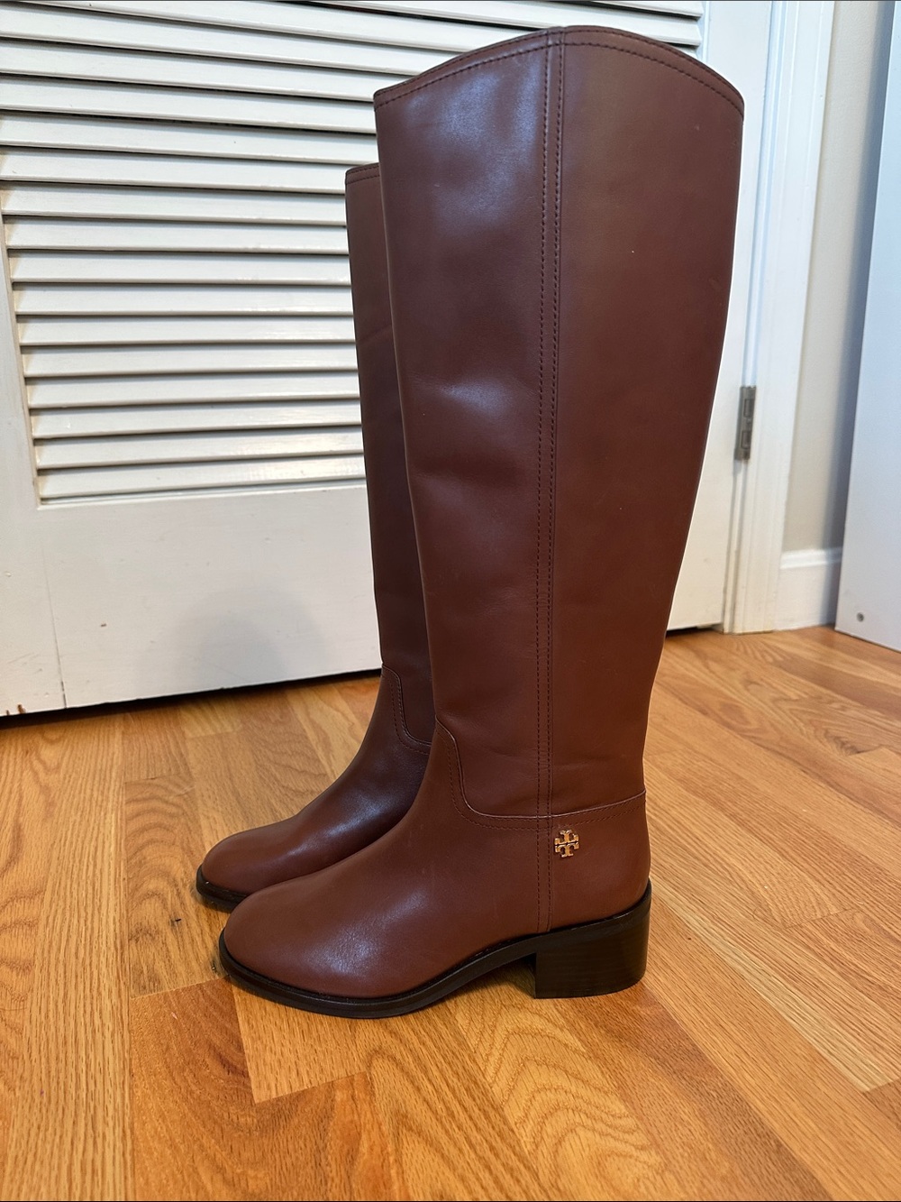 Tory Burch Chestnut Brown Leather Riding Boots